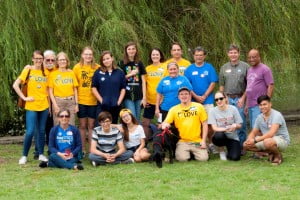 UUCT's Standing on the Side of Love team in yellow t-shirts at the 2016 Crop Walk