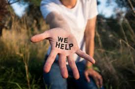 hand with "Help" written on palm
